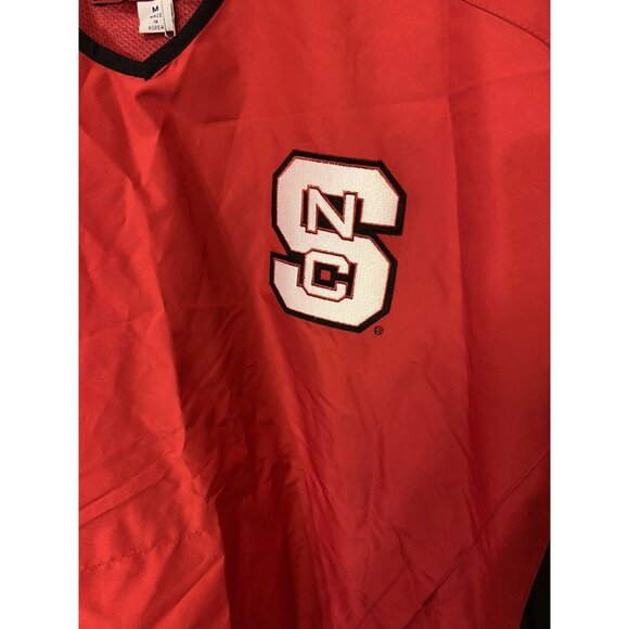 Majestic NC STATE Sz M BASEBALL WARM UP Pullover Side ZIP JACKET WINDBREAKER Red - Picture 4 of 8